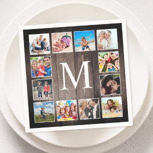 Serviette En Papier Photo de Custom Collage Rustic Farmhouse Family