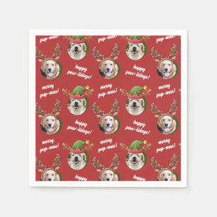 Serviette En Papier Photo de deux chiens Elf & Reindeer Antler Noël Ca