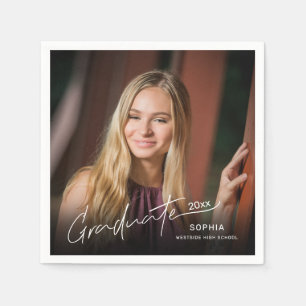 Serviette En Papier Photo de diplômé élégant et minimaliste moderne av