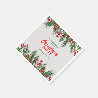 Serviette En Papier Photo de famille vintage vert et rouge pour la fêt