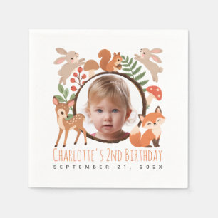 Serviette En Papier Photo de fille Animaux de la forêt Mignon 2ème Ann