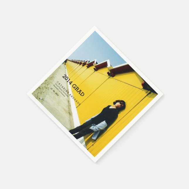 Serviette En Papier Photo de fin d'études au collège Noir moderne 2014 (Coin)