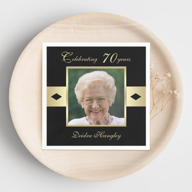 Serviette En Papier Photo de la fête du 70e anniversaire sur papier no (Créateur téléchargé)