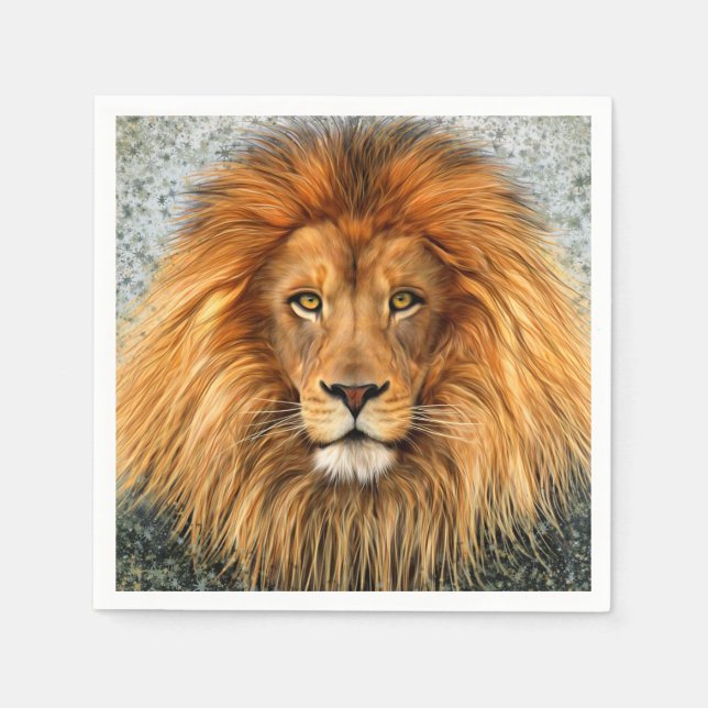 Serviette En Papier Photo de lion Peinture image (Devant)