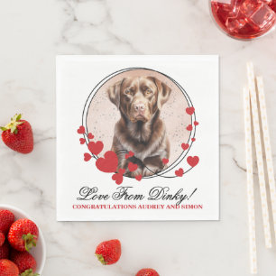 Serviette En Papier Photo de mariage de chien de la Saint-Valentin Lab