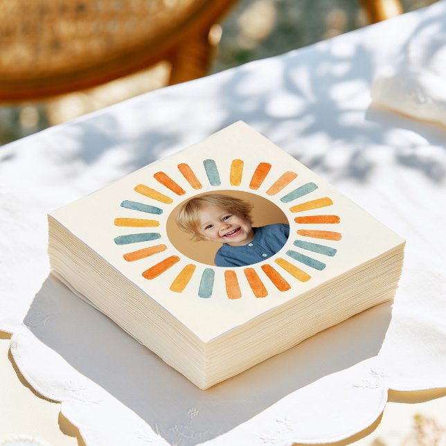 Serviette En Papier Photo de naissance rétro soleil  (Créateur téléchargé)