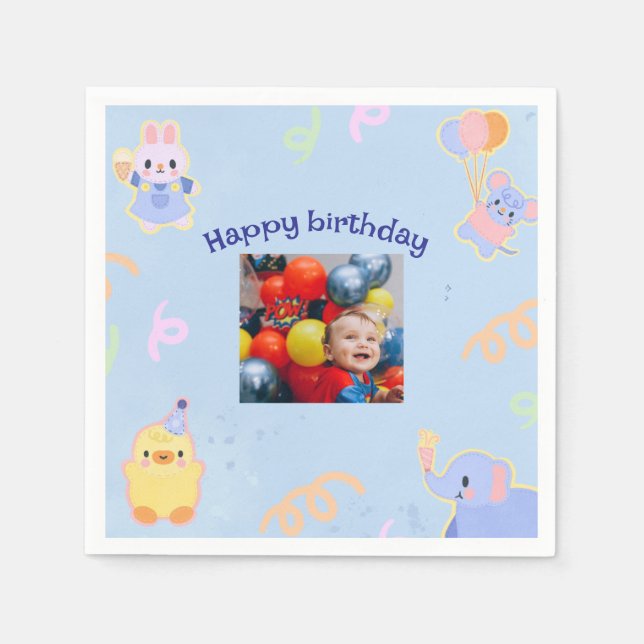 Serviette En Papier Photo de Noël personnalisée Napkin (Devant)