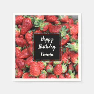 Serviette En Papier Photo de Red Juicy Strawberries Anniversaire