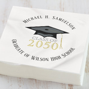 Serviette En Papier Photo de remise de diplôme Moderne Minimaliste Noi