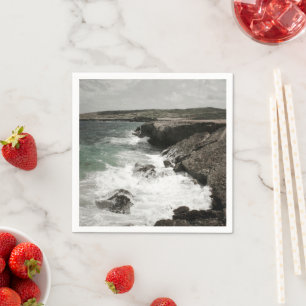 Serviette En Papier Photo de vagues déferlantes sur la côte