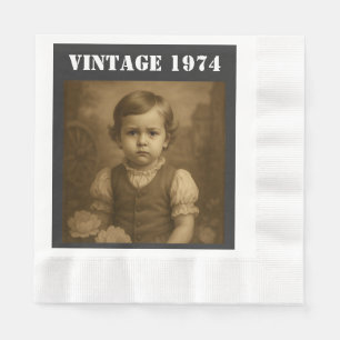 Serviette En Papier Photo d'enfance personnalisé & Année Vintage Perso
