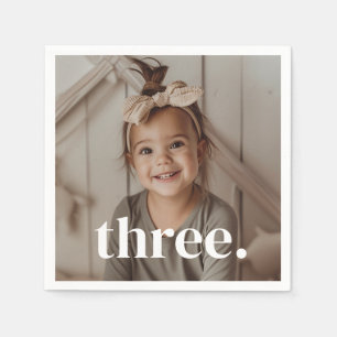 Serviette En Papier Photo du 3e anniversaire - trois