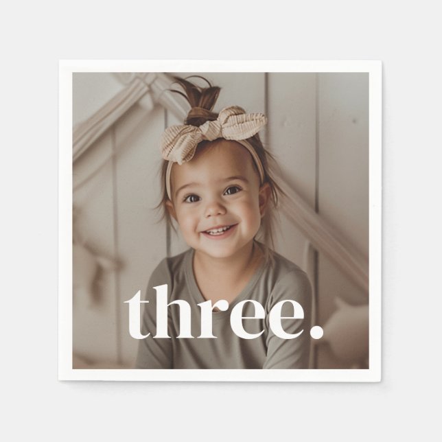Serviette En Papier Photo du 3e anniversaire - trois (Devant)