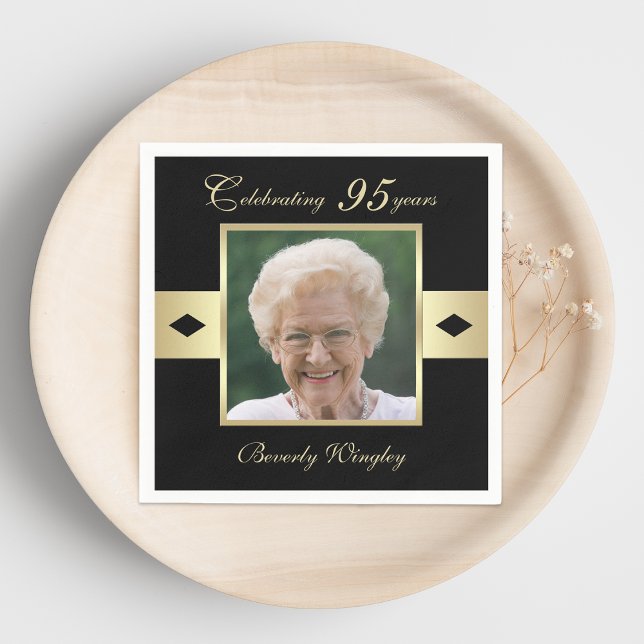 Serviette En Papier Photo du 95e anniversaire du parti sur papier noir (Créateur téléchargé)