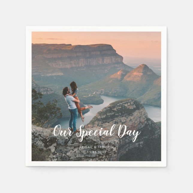 Serviette En Papier Photo du jour de mariage personnalisé (Devant)