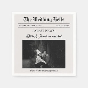 Serviette En Papier Photo du Mariage du journal divertissant