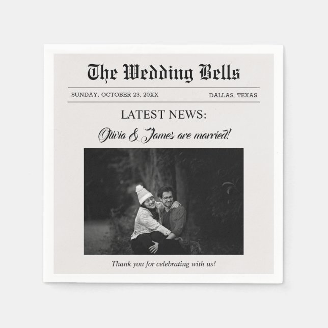 Serviette En Papier Photo du Mariage du journal divertissant (Devant)