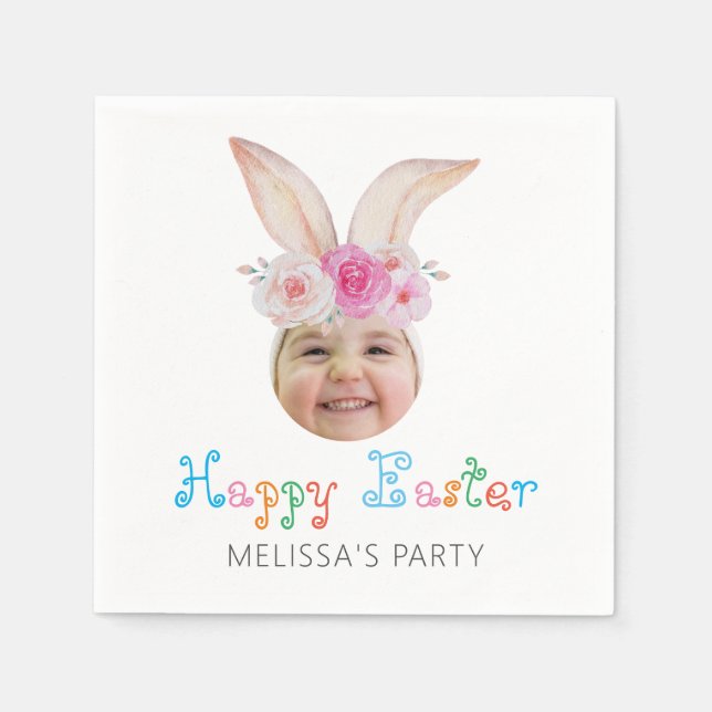 Serviette En Papier Photo Easter Watercolor Bunny (Devant)