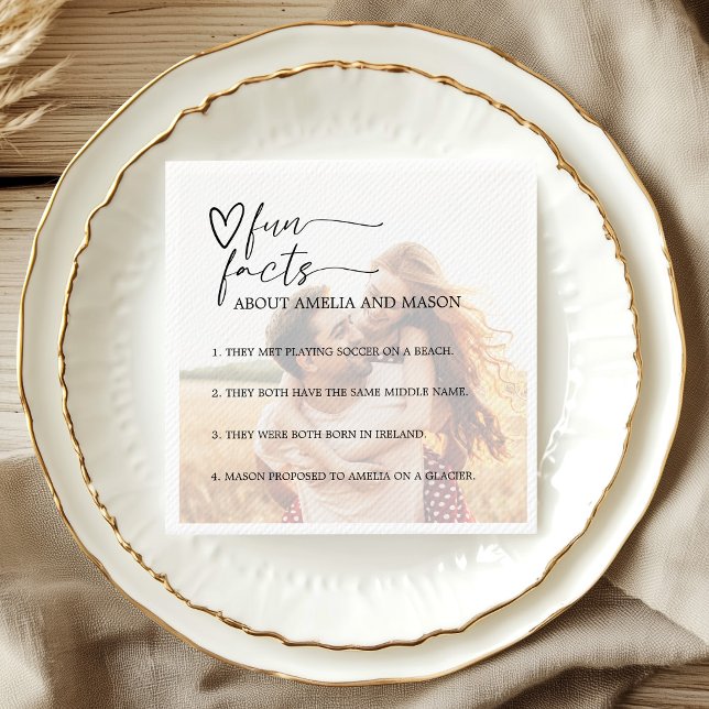 Serviette En Papier Photo Elegant Fun Facts Wedding (Photo Elegant Fun Facts Wedding Napkins)
