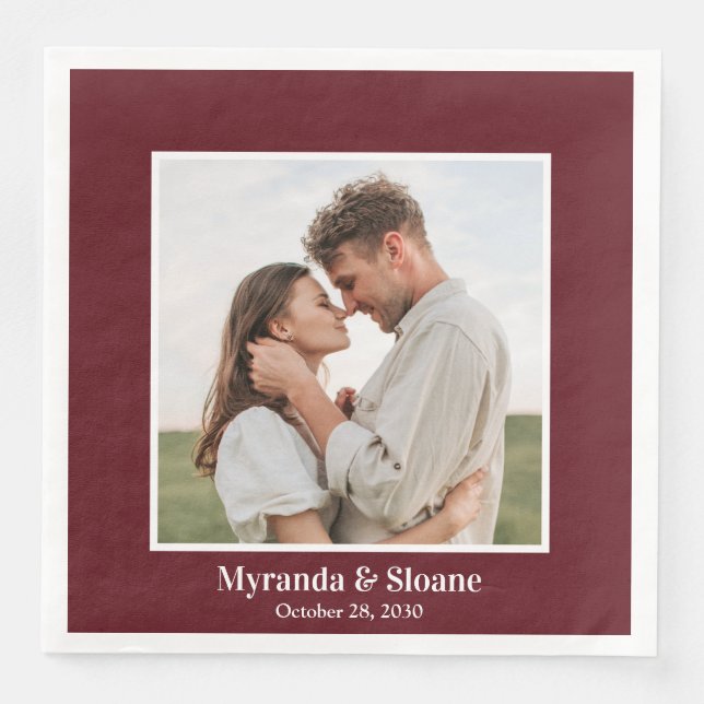 Serviette En Papier Photo Engagement Party Bourgogne (Devant)