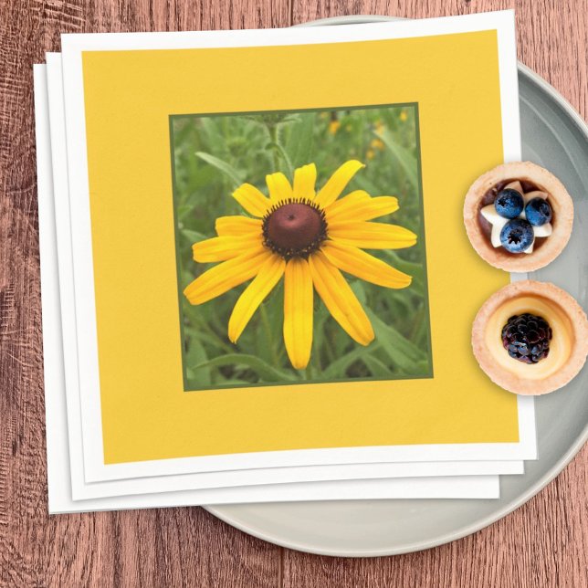 Serviette En Papier Photo Framed Single Yellow Rudbeckia Flower (Créateur téléchargé)