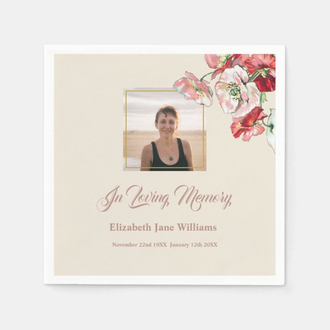 Serviette En Papier Photo Funérailles mémorial aquarelle Poppies servi (Devant)