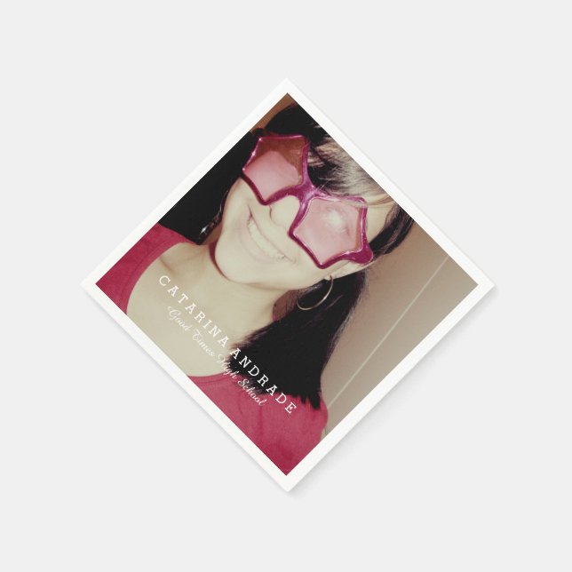 Serviette En Papier Photo Graduation Party Moderne lycée sur mesure (Coin)