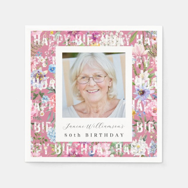 Serviette en papier photo gras 80e anniversaire (Devant)