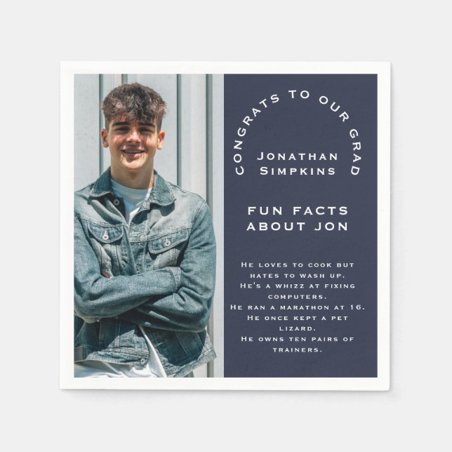 Serviette En Papier Photo Homme Graduation 2025 Parti Marine Faits amu (Devant)
