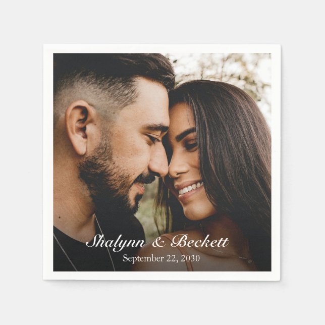 Serviette En Papier Photo Mariage moderne (Devant)