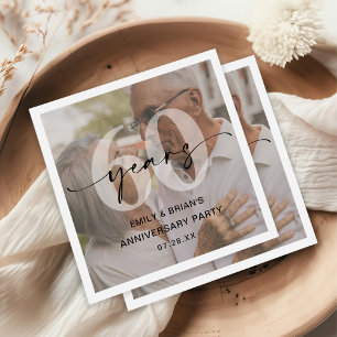 Serviette En Papier Photo minimaliste du 60e anniversaire du Mariage