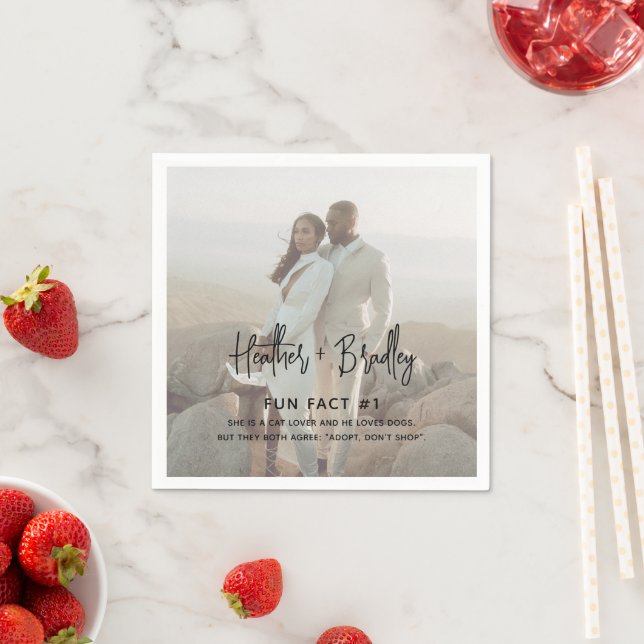 Serviette En Papier Photo minimaliste noir et blanc Mariage moderne (En situation)