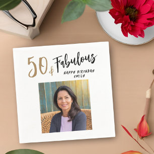 Serviette En Papier Photo moderne 50 et fabuleuse 50e anniversaire