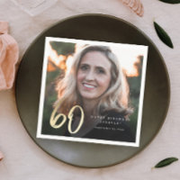 Photo moderne 60e anniversaire Script noir & or