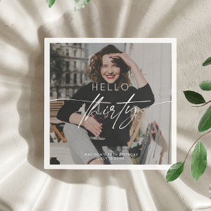 Serviette En Papier Photo moderne Bonjour Trente-dixième fête d'annive