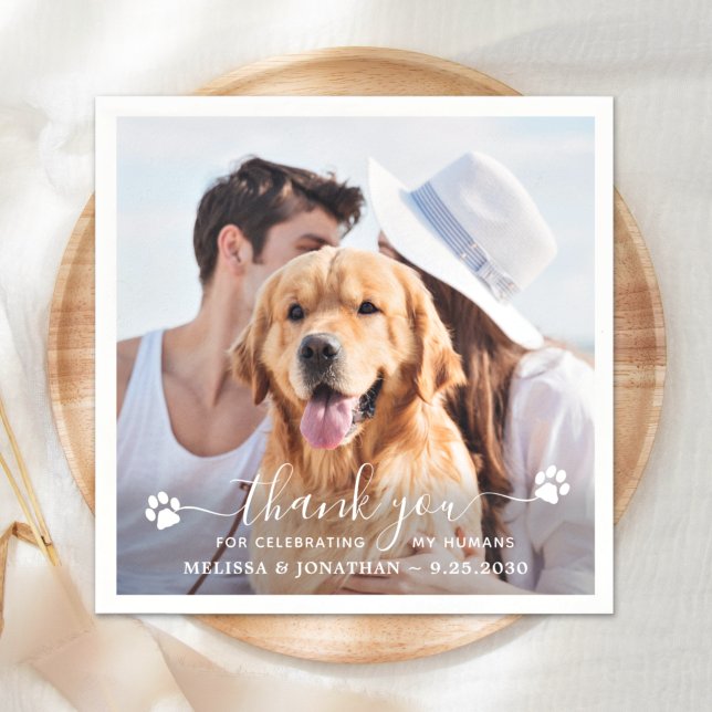 Serviette En Papier Photo moderne Elégant Merci chien Mariage animal d (Créateur téléchargé)