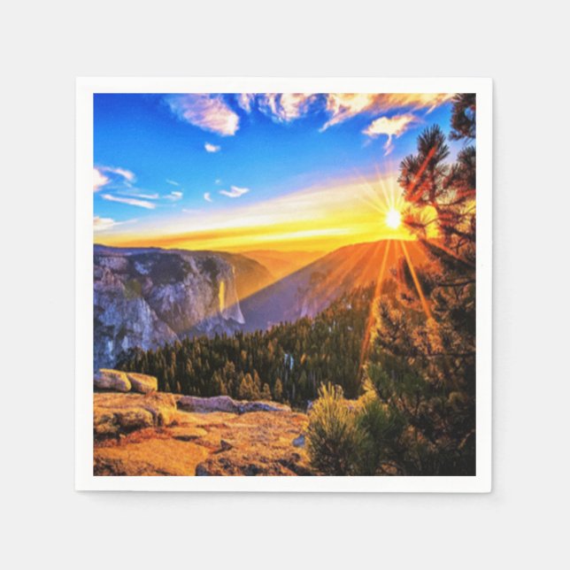 Serviette En Papier Photo Mountain Sunrise (Devant)