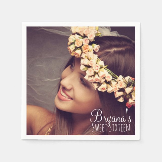 Serviette En Papier Photo personnalisé sur mesure Fête douce 16 Party (Devant)