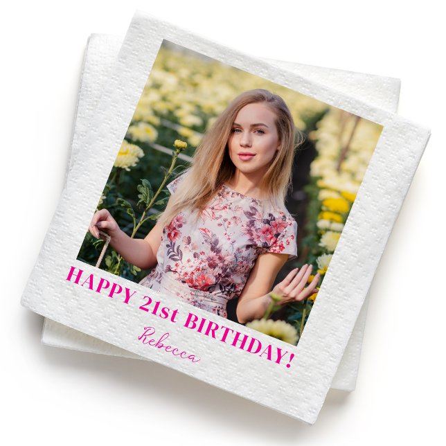 Serviette En Papier Photo personnalisée 21ème 30ème 40ème 50ème 60 Ann (Créateur téléchargé)