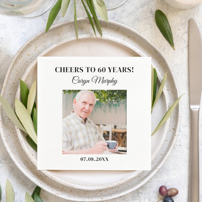 Serviette En Papier Photo personnalisée 30e 40e 50e 60e 70 Anniversair (Créateur téléchargé)