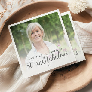 Serviette En Papier Photo personnalisée 50 et fête fabuleuse d'anniver