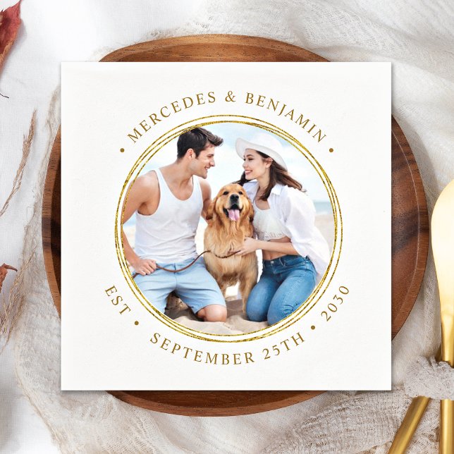 Serviette En Papier Photo personnalisée Elegant Gold Mariage personnal (Créateur téléchargé)