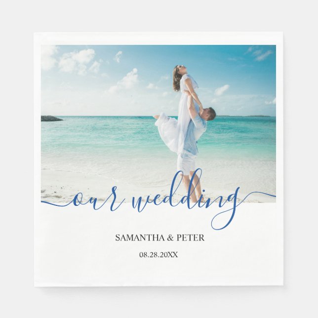 Serviette En Papier Photo personnalisée Modern Beach Wedding Livre d'i (Devant)