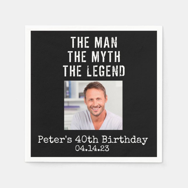 Serviette En Papier Photo personnalisée Papier d'anniversaire (Devant)