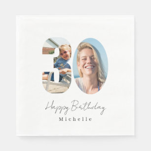 Serviette en papier photo personnalisée pour 30e a