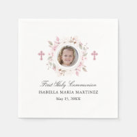 Photo personnalisée Première communion rose floral