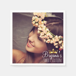 Serviette En Papier Photo personnalisée Sweet 16 Party