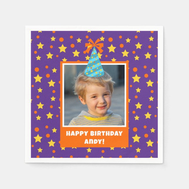Serviette En Papier Photo pour enfant personnalisée Joyeux anniversair (Devant)
