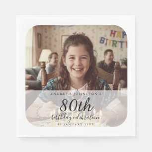 Serviette En Papier Photo Rétro 80e Anniversaire