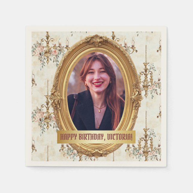 Serviette En Papier Photo Rococo Soft Renaissance Gold Anniversaire (Devant)